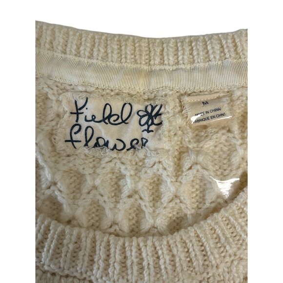 Cottage Core Field Flower Cream Knit Sweater Medium - Picture 6 of 9